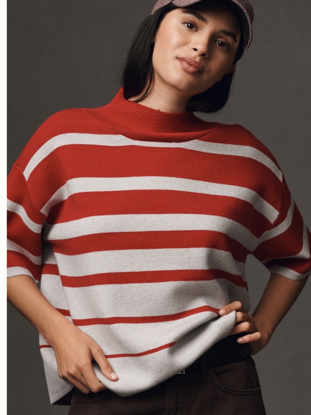 The Carys Mock-Neck Sweater by Maeve: Short-Sleeve Edition